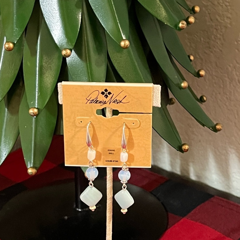 Patricia Nash Iridescent Blue and Silver Earrings “Eclectic Beads